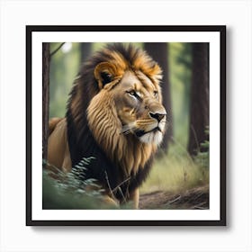 Lion In The Forest Art Print