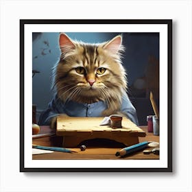 Artist Cat Art Print