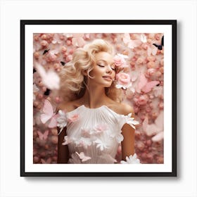 Beautiful Woman With Flowers 1 Art Print