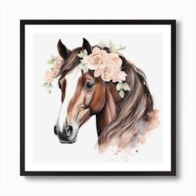 Horse Head With Flowers 2 Art Print