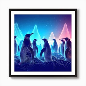 Penguins In Space Art Print