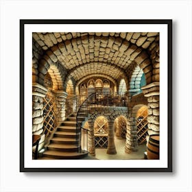 An Aquaduct Inspired Wine Cellar In A Unique Resta Art Print