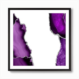 Purple & Silver Agate Texture 15 Art Print