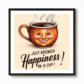 Coffee Just Brewed Happiness In A Cup Art Print