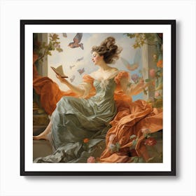 Lady Reading A Book 1 Art Print