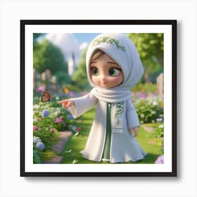 Muslim Girl With Butterfly 3 Art Print