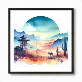 Watercolor Of A Desert Landscape Art Print