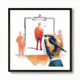 Illustration Of A Man Drawing Art Print