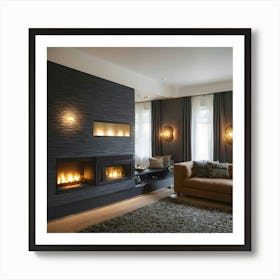 Modern Living Room With Fireplace 25 Art Print