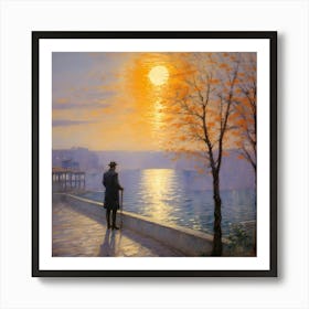 Sunset Over The Water Art Print