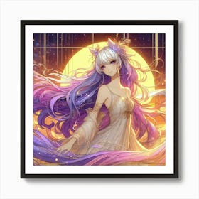 Anime Girl With Long Hair 2 Art Print