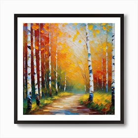 Birch Trees In Autumn 8 Art Print