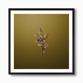 Gold Botanical English Yew Branch on Dune Yellow n.3652 Art Print