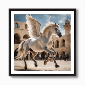 White Horse With Wings Art Print