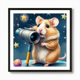 Hamster With Telescope 10 Art Print