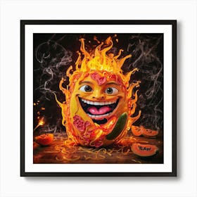 Flaming Watermelon Art Print