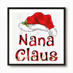 Nana Claus Christmas Hat Red Plaid Family Group Matching Art Print