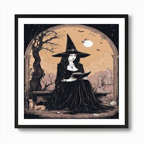 Witch Reading Book Art Print