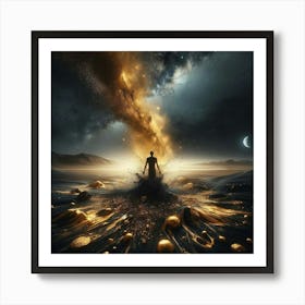 Man Standing On A Mountain Art Print