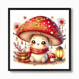 Chibi style mushroom 1 Art Print