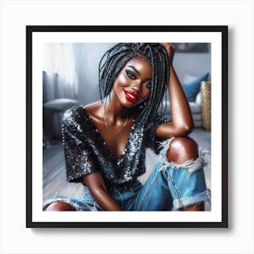 Black Girl With Braids Art Print