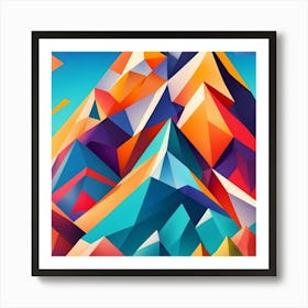 Abstract Colourful Geometric Polygonal Mountains Art Print