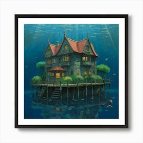 Default Cozy Mansion Under The Water Studio Ghibli Film By Hay 2 Art Print