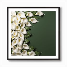 White Calla Lilies On Green Background 3 Art Print