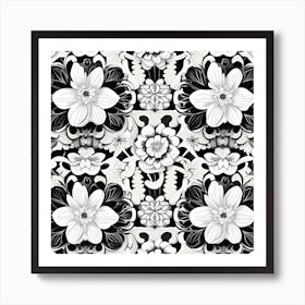 Black And White Floral Pattern Art Print