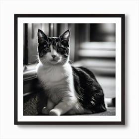 Black And White Cat 23 Art Print