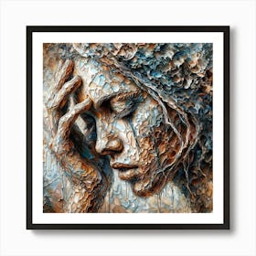 Textured Woman S Face Abstract Wall Art Art Print