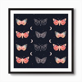 Moths And Moons Art Print