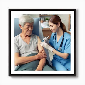 Elderly Man Getting A Vaccination Art Print