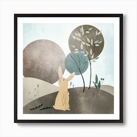 Rabbit In The Woods Boho Bohemian Nature Forest Animal Art Print