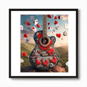 Heartstrings Monarchy Queen Of Hearts Guitar Elegance (24) Art Print