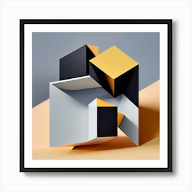 Abstract Geometric Cubes Art Print