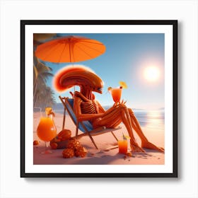 Alien At The Beach Art Print