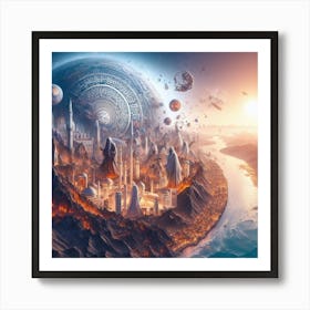 City On A Planet Art Print