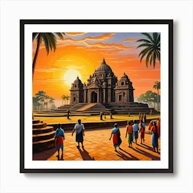 Konark Sun Temple, India Cubism Style Art Print