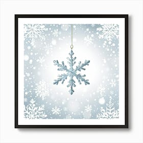 Abstract Illustration Of A Glistening Snowflake Ornament White With Hints Of Silver And Gold Suspe (5) Art Print