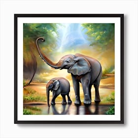 Beautiful Elephants Art Print