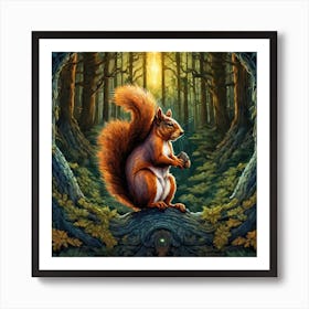 Squirrel In The Forest 42 Art Print