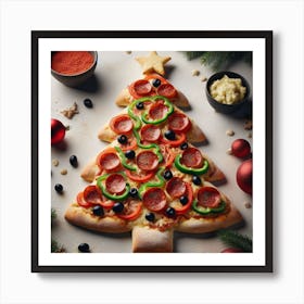 Christmas Tree Pizza Art Print