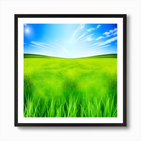 Green Grass A Blue Sky And A Background Of Calm Colors Suitable As A Wall Painting With Beautifu (2) Art Print