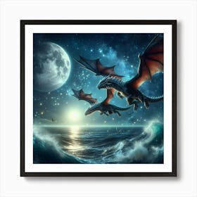 Dragons In The Sea Art Print