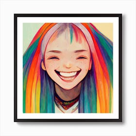 Rainbow Smiles Square Art Print