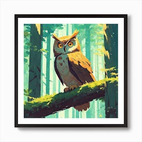 Owl In The Forest 50 Art Print