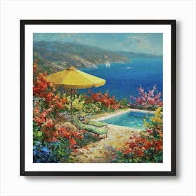 Greek Summer Pool Art Print