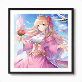 Elemental Anime Girls: Air Goddess Art Print