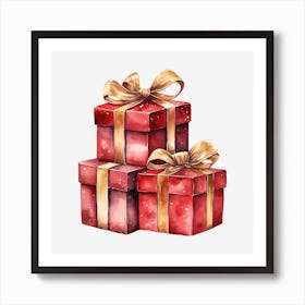 Watercolor Christmas Gift Boxes 5 Art Print